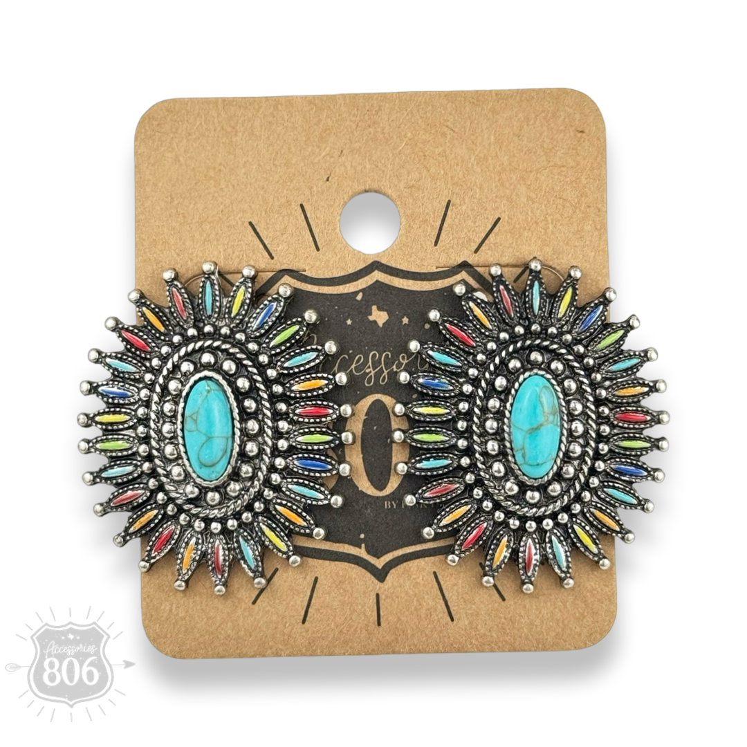 Pink Panache Brands - Southwest oval post earring: White
