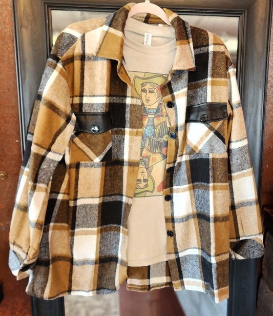 Plaid Print Button Down Shacket