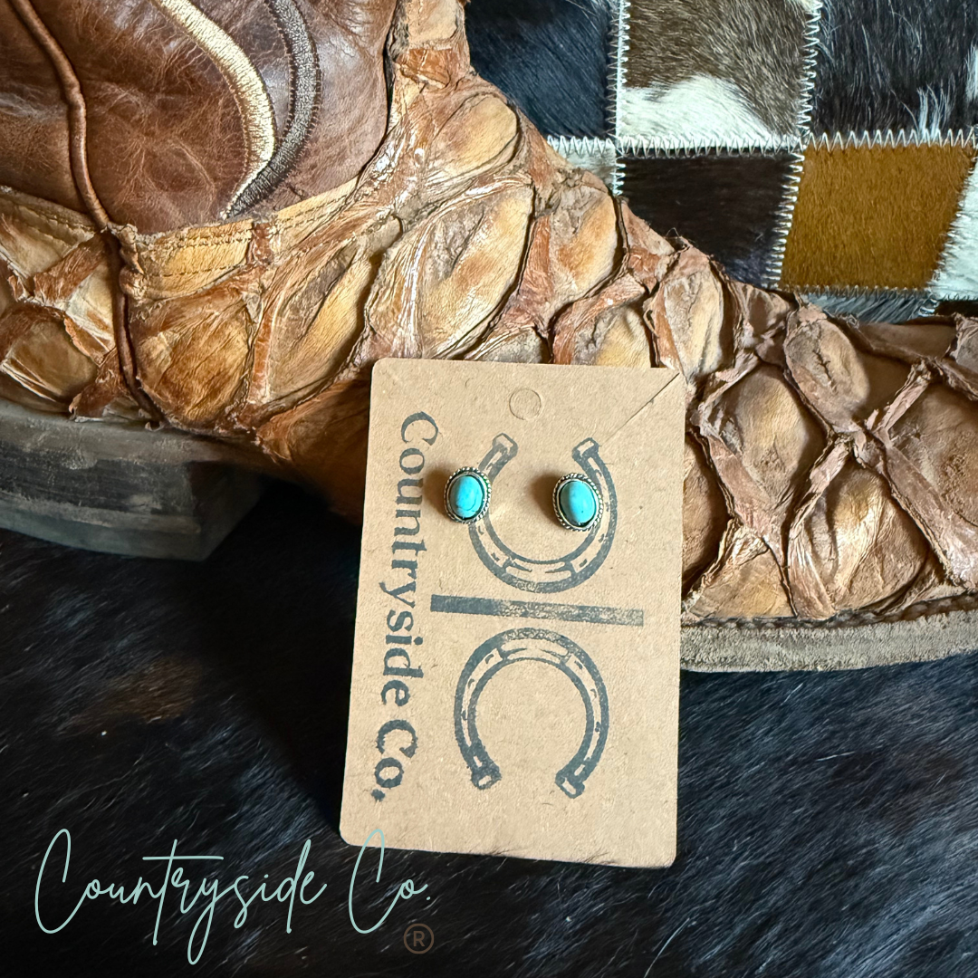 Countryside Co. - Oval Turquoise Stud Earrings