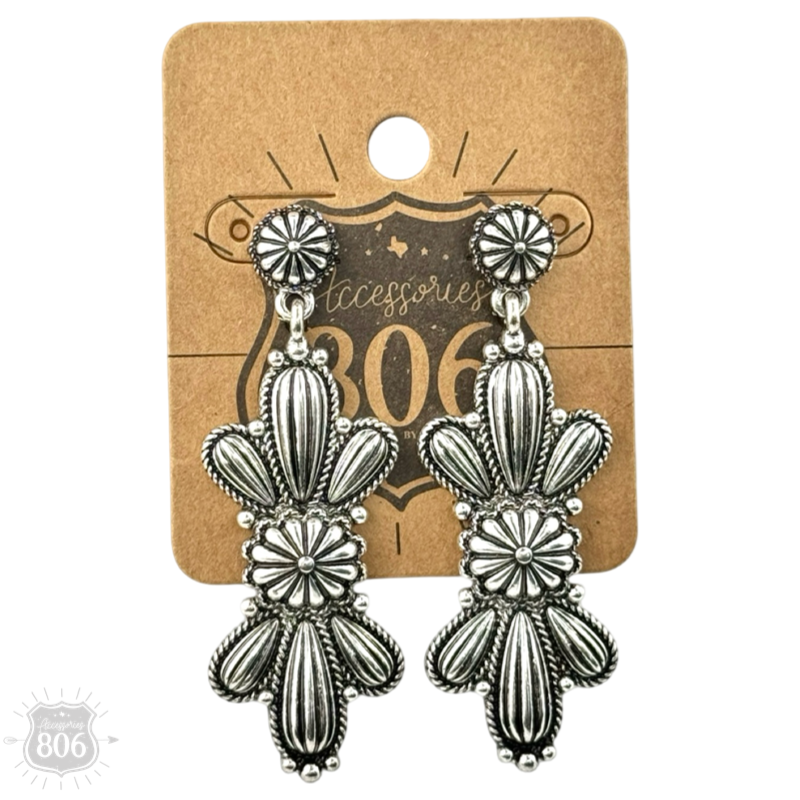 Pink Panache Brands - Western silver butterfly concho earring: Silver