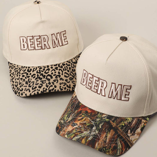 BEER ME Embroidery Leopard Trucker Hat: LEOPARD / ONE SIZE