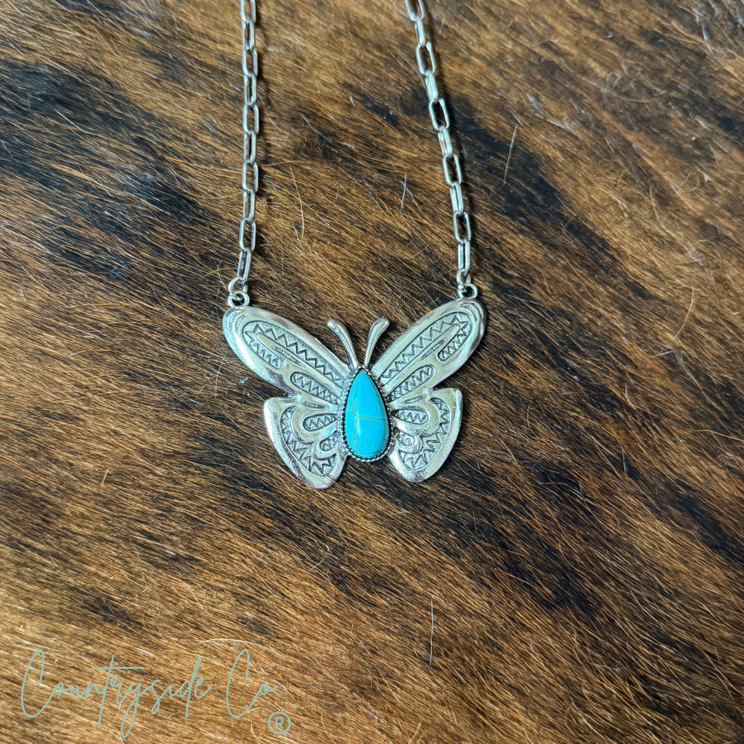 Countryside Co. - Butterfly with Turquoise Necklace