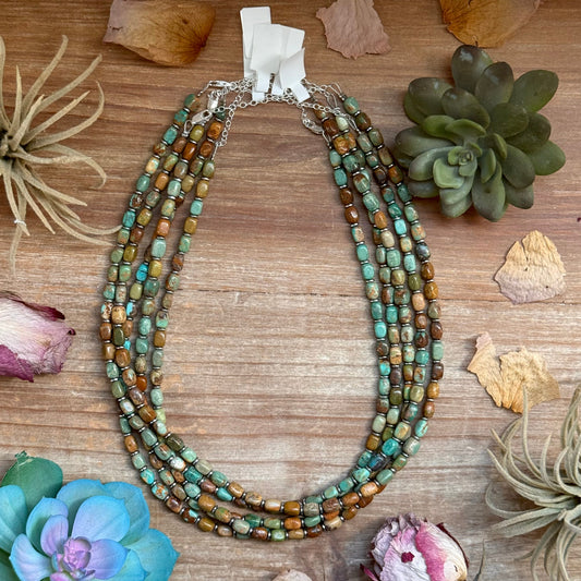 18β Turquoise Tube Necklace β Sterling Silver & Hematite