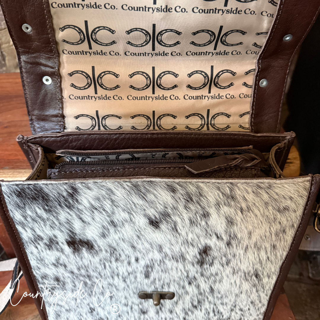 Countryside Co. - Driftwood Cowhide Tooled Leather Crossbody Purse