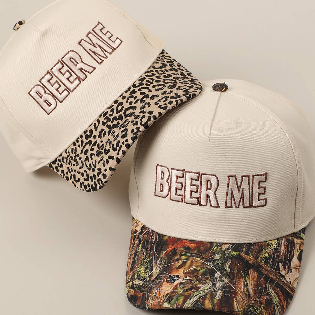 BEER ME Embroidery Camo Trucker Hat: CAMO / ONE SIZE