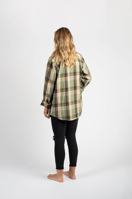 Sage Green Plaid Flannel Shacket
