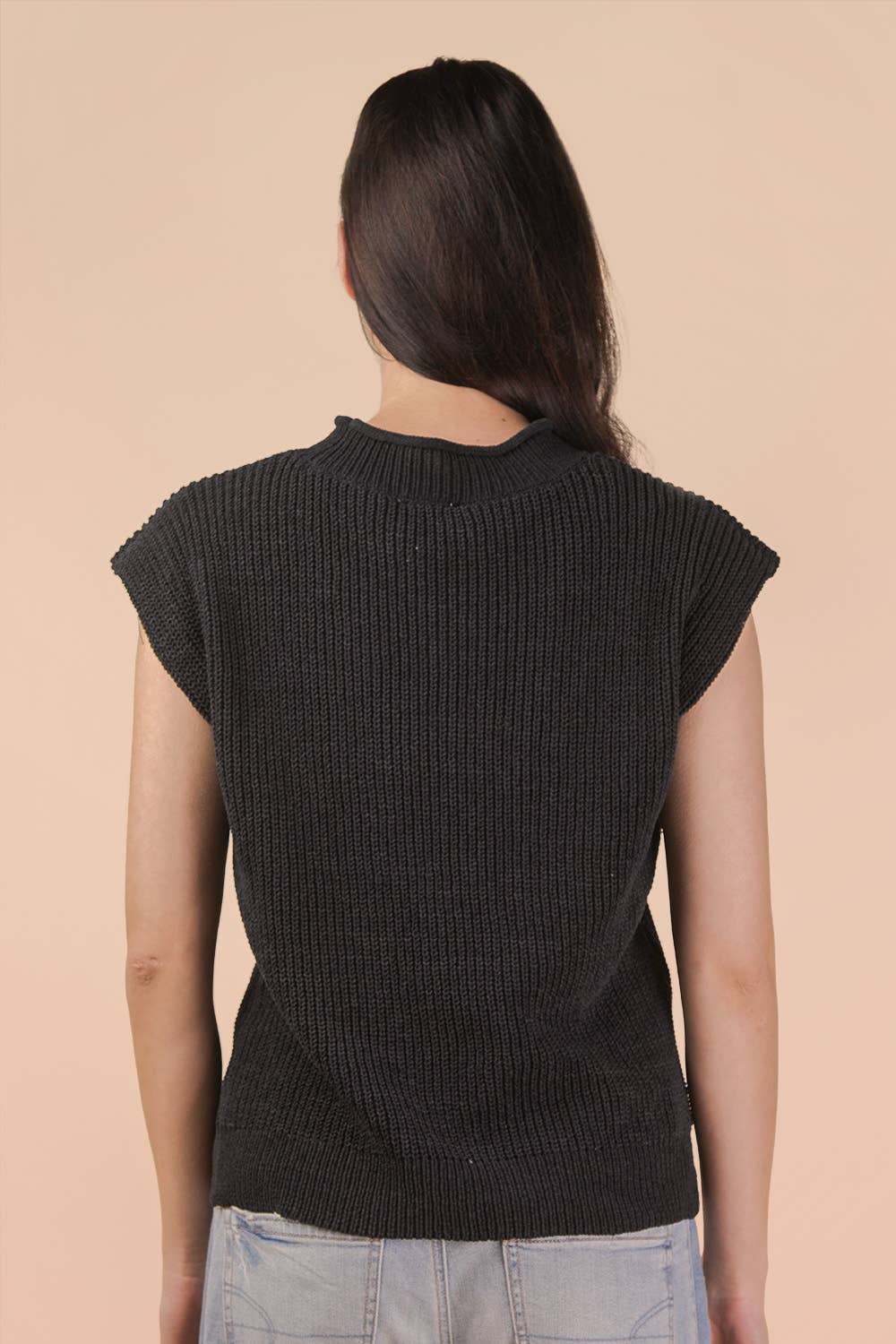 VERY J - 12W3112N-Oversized Soft Knit Sweater Vest Top: ECRU / S-M-L/2-2-2