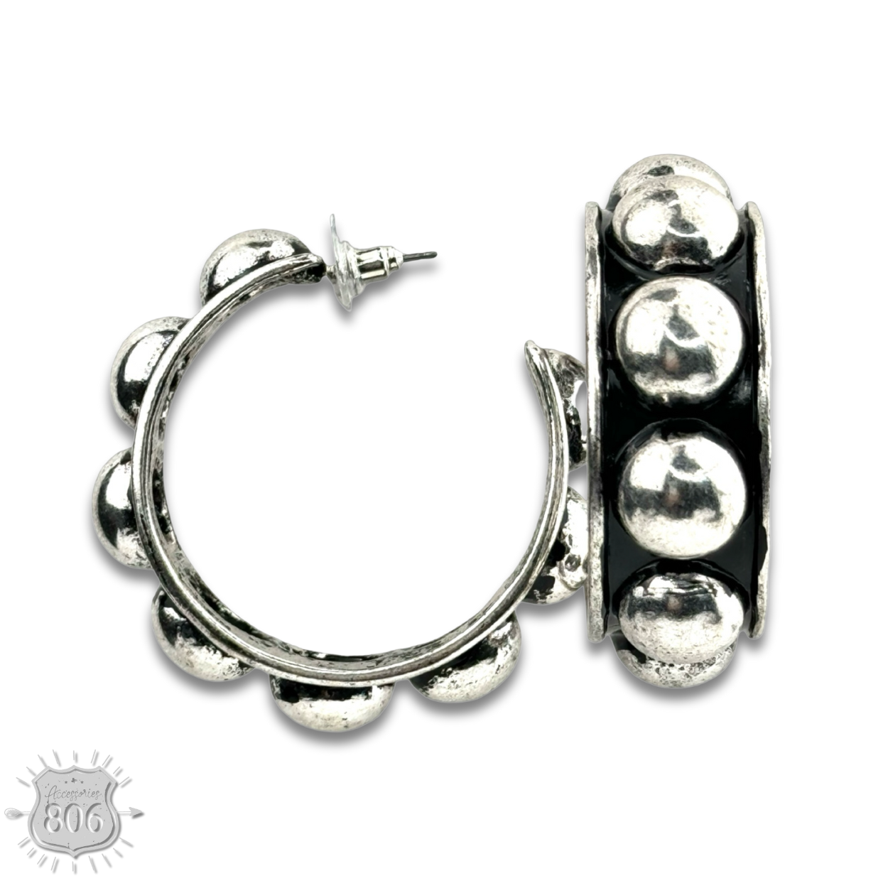Pink Panache Brands - Western hoop earring: Silver