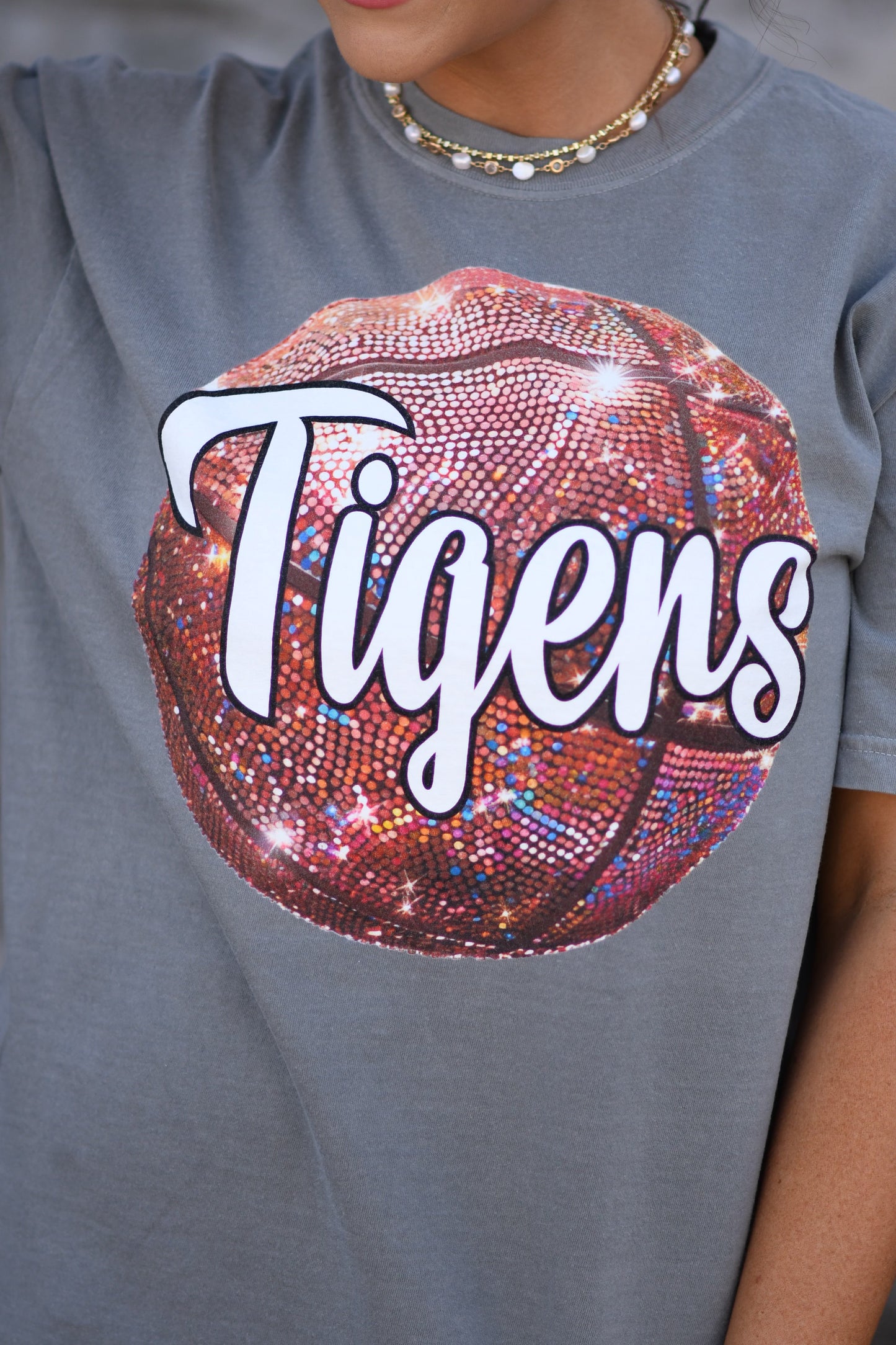 Custom Faux Glitter Basketball Tee