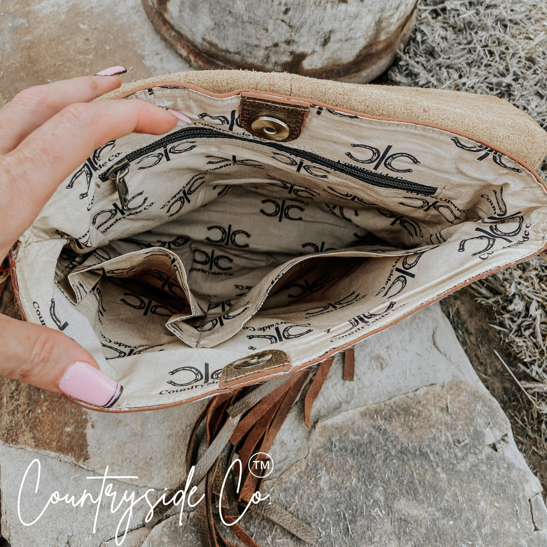 Georgia Western Cowhide Tooled Leather Fringe Purse