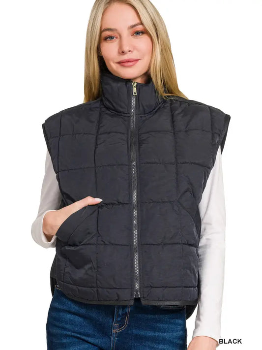 High Neck Puffer Vest