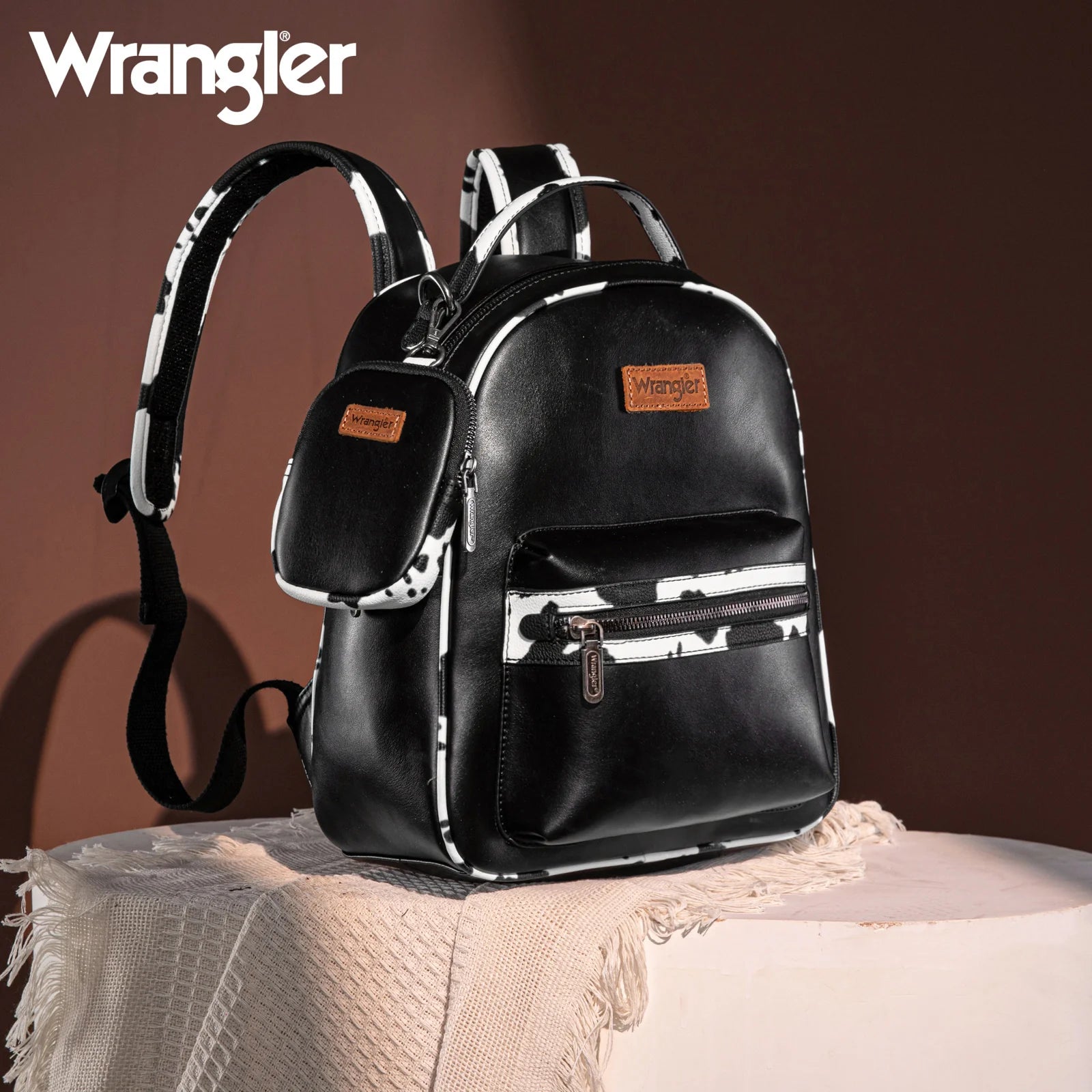 Wrangler Cow Print Backpack With Coin Pouch - Black *NEW in Package* Wrangler NWT Cow Print Backpack With Coin Pouch - Black | eBay main image 2