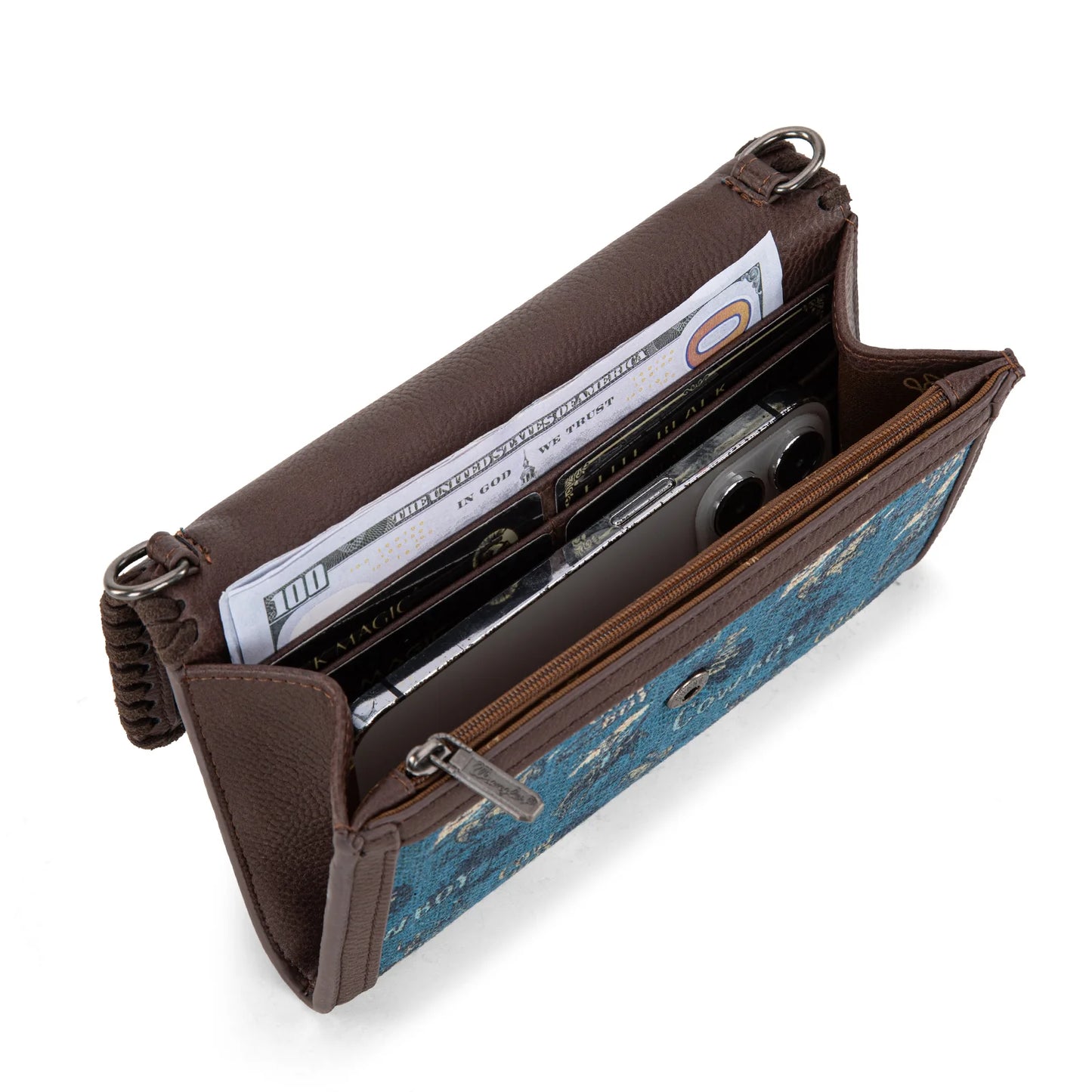 WG Vintage Retro Cowboy Cool Print Wallet/Crossbody - Jean