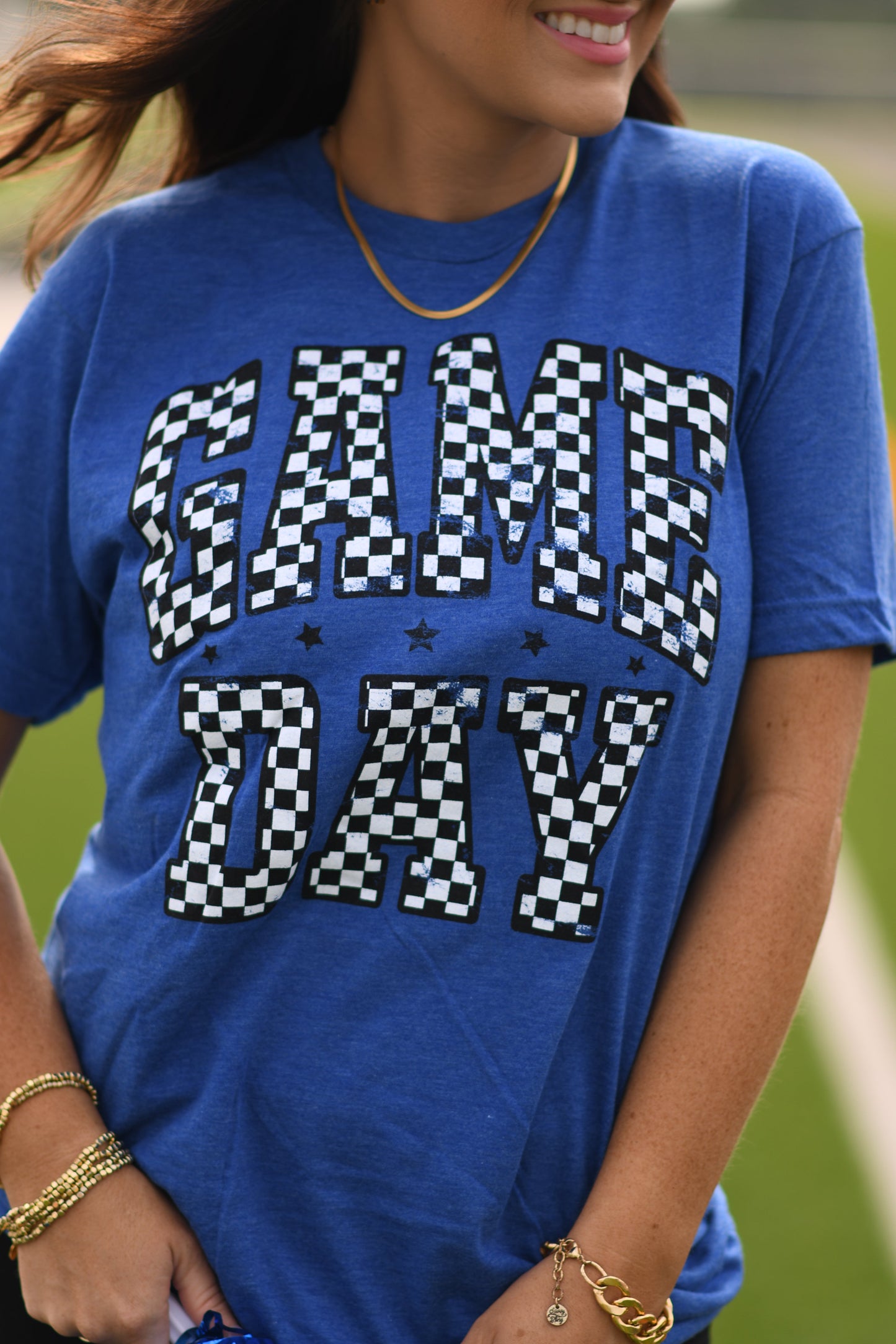 RTS Blue Checkered Game Day Tee