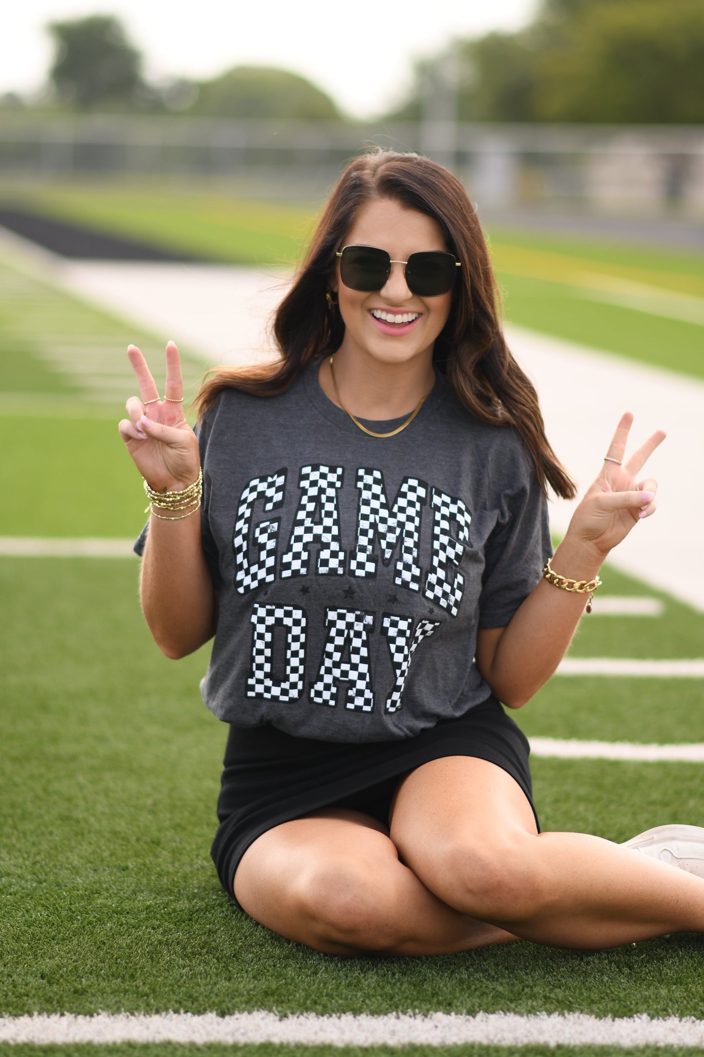 RTS Charcoal Checkered Game Day Tee