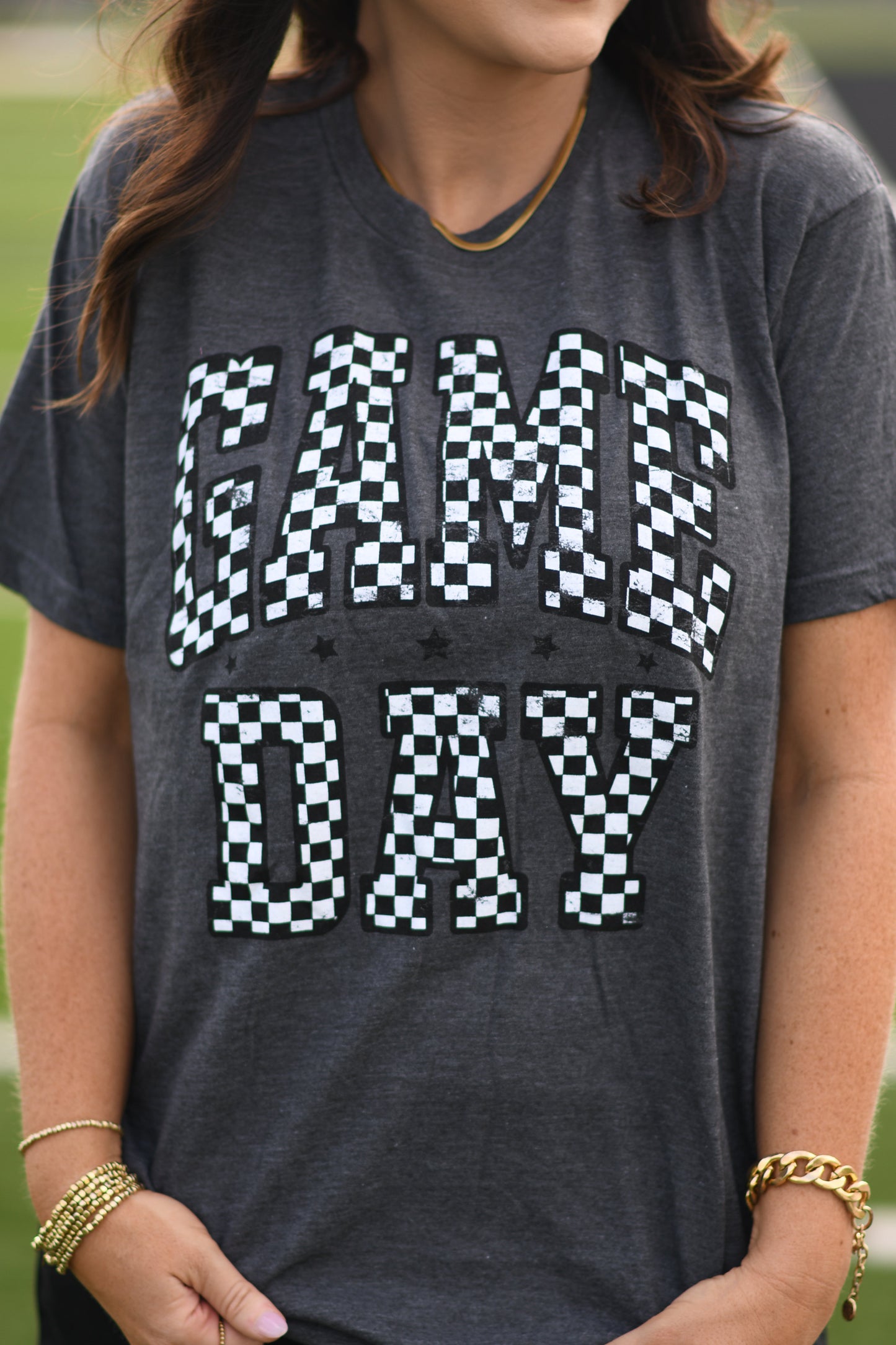 RTS Charcoal Checkered Game Day Tee