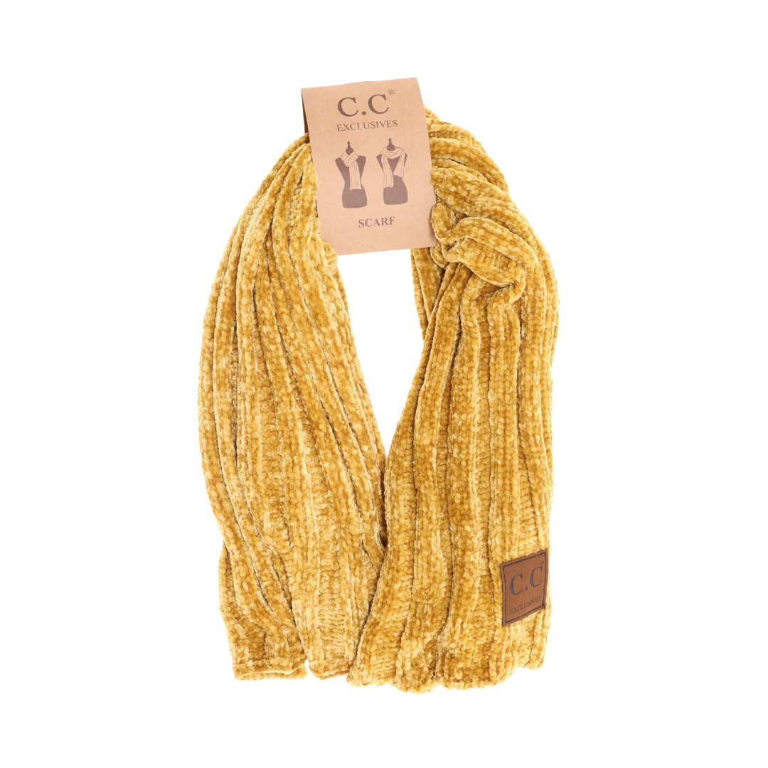 Solid Ribbed Chenille Scarf
