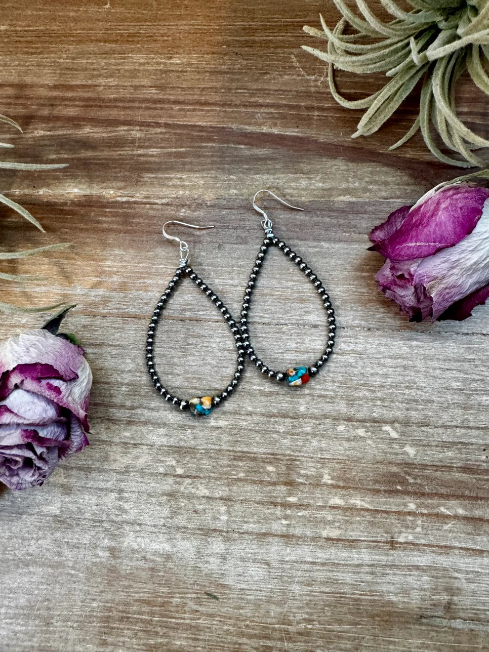 SS with Orange Spiny/Turquoise Earrings - EAR-TEA-189-MIX