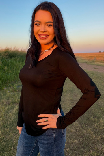 Simple Black Sterling Long Sleeve