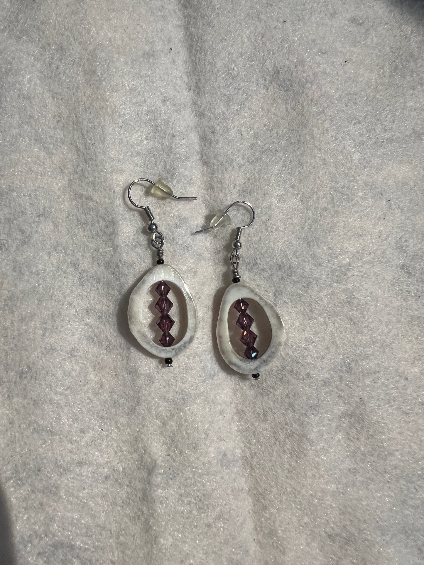 Deer Antler Purple Bead Earrings