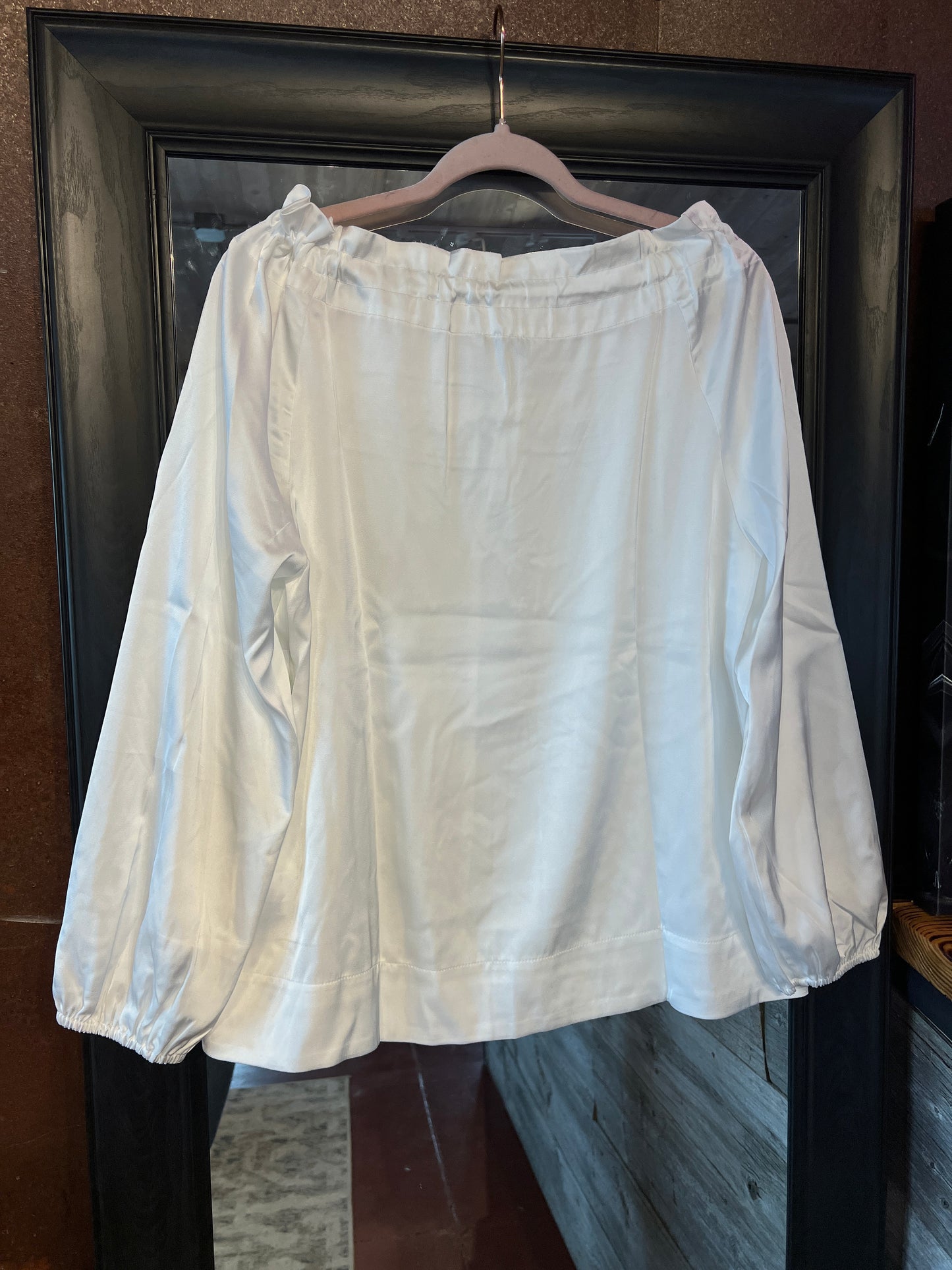 Flowy Satin Peasant Blouse