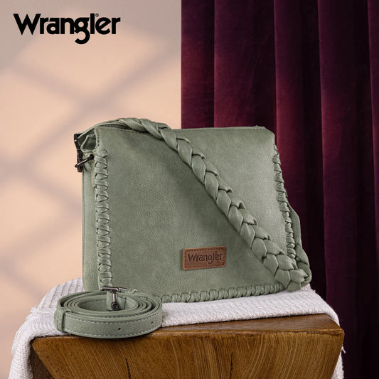 Wrangler Whipstitch Braided Strap Hobo/Crossbody Bag Green