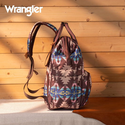 Wrangler Aztec Printed Callie Backpack - Coffee