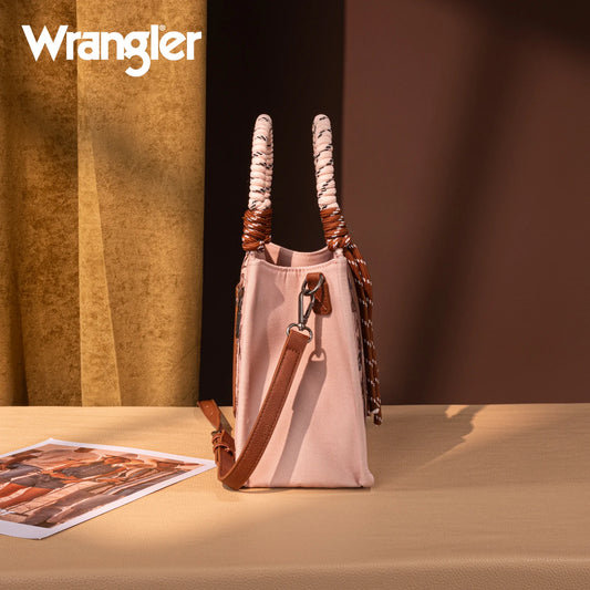 Wrangler Cowboy Print Tote/Crossbody - Dark Pink