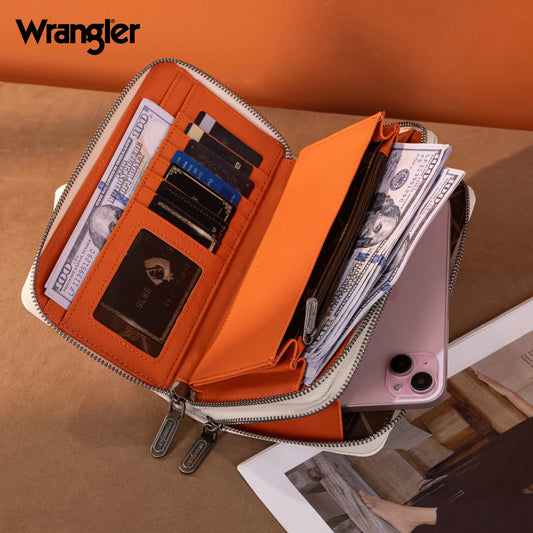 Wrangler Dual Zipper Compartment Large Wallet -Beige