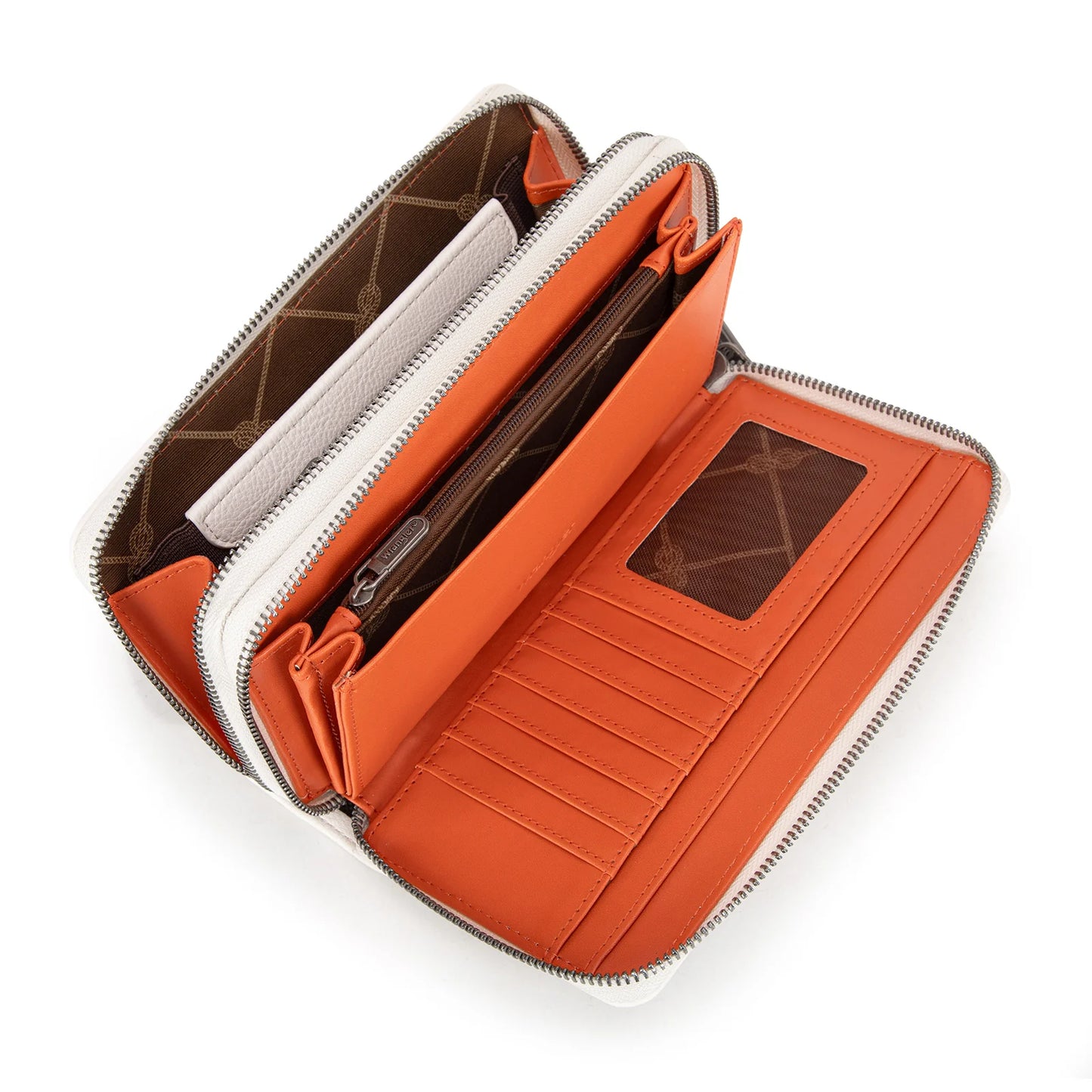Wrangler Dual Zipper Compartment Large Wallet -Beige