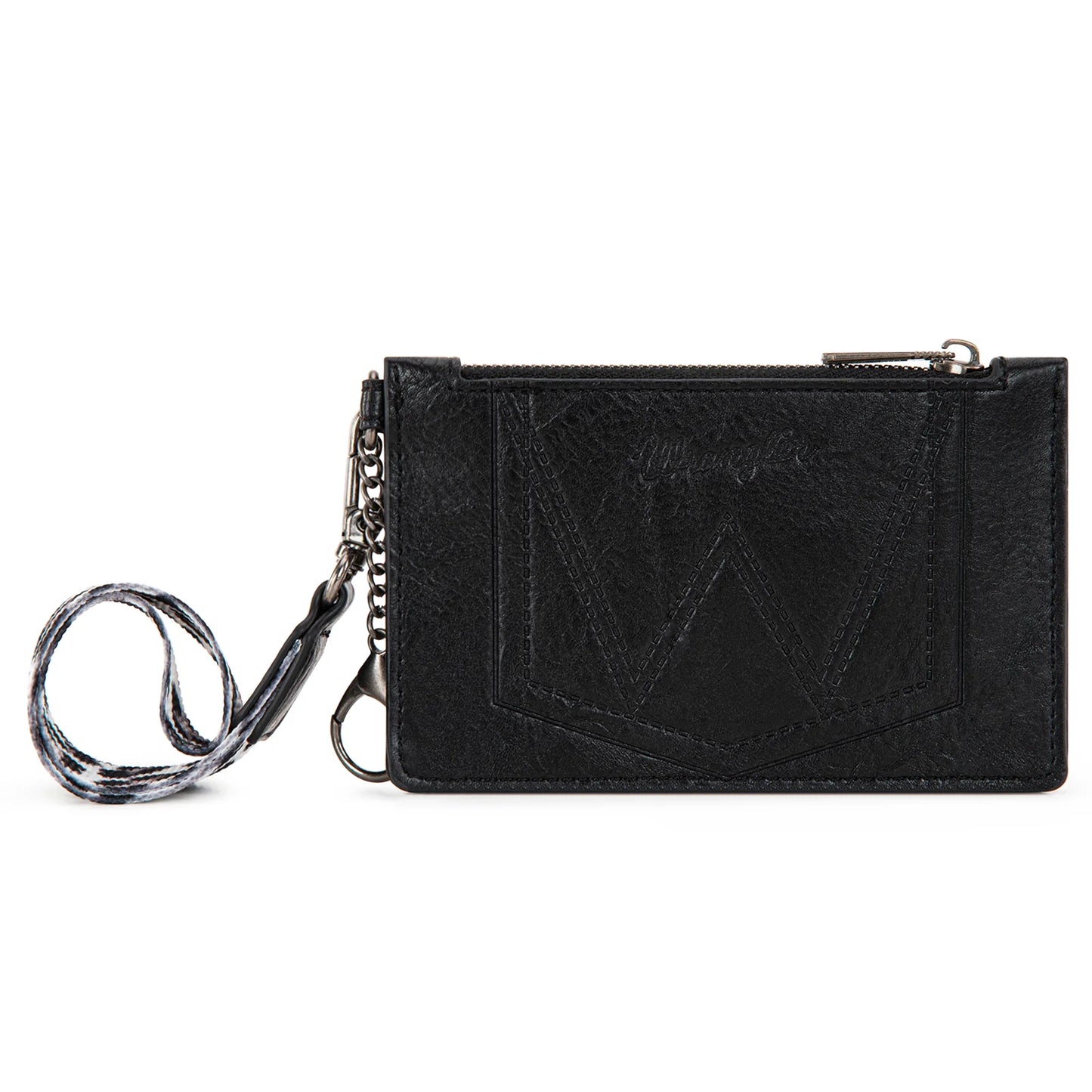 Wrangler Leopard Print Key Chain Wristlet Card Wallet - Black