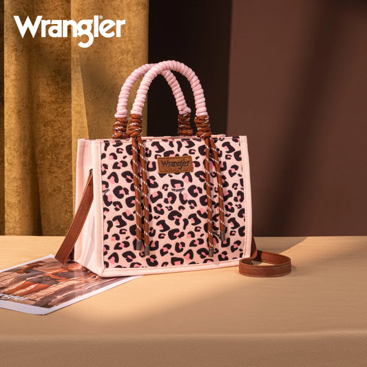 Wrangler Leopard Print Tote/Crossbody - Pink