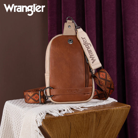 Wrangler Southwestern Embroidered Sling Bag - Brown