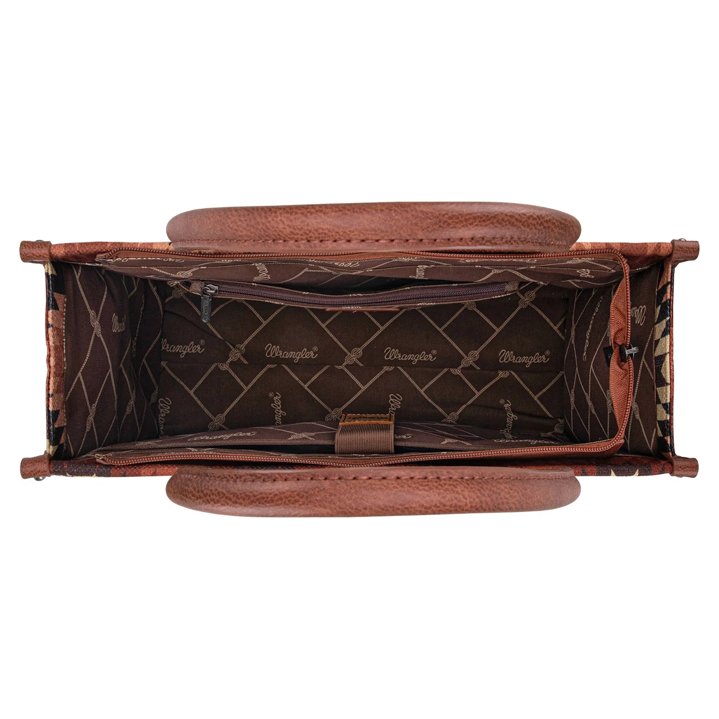 Wrangler Southwestern Pattern Dual Sided Print Concealed Carry Wide Tote - Brown