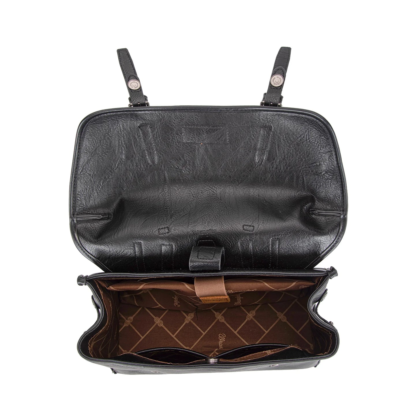 Wrangler Top Handle Carry Satchel/Laptop Bag/Backpack/Crossbody - Black