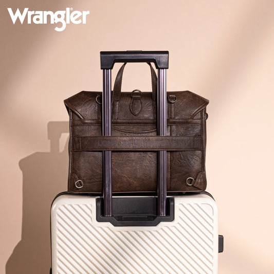 Wrangler Top Handle Carry Satchel/Laptop Bag/Backpack/Crossbody -Coffee