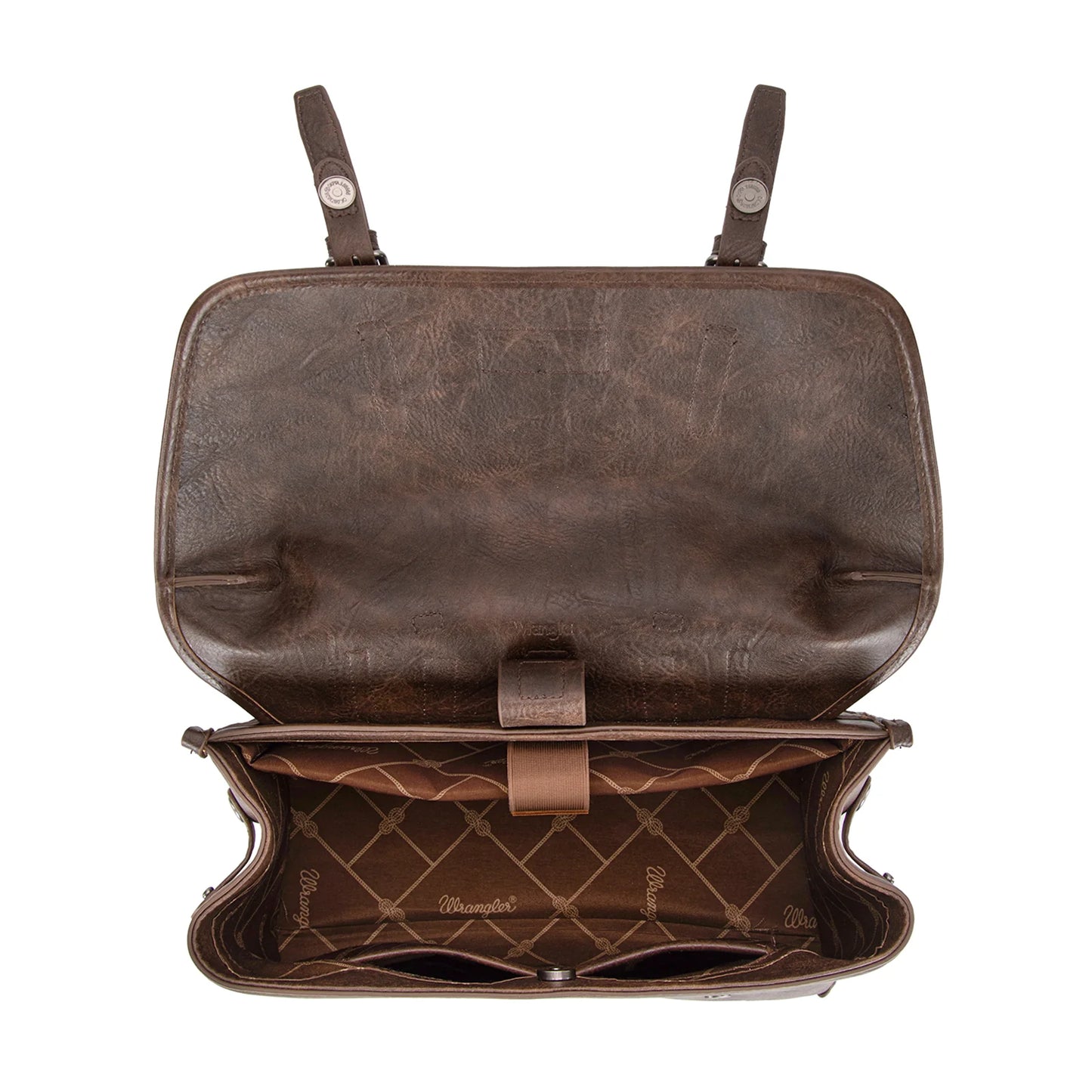 Wrangler Top Handle Carry Satchel/Laptop Bag/Backpack/Crossbody -Coffee