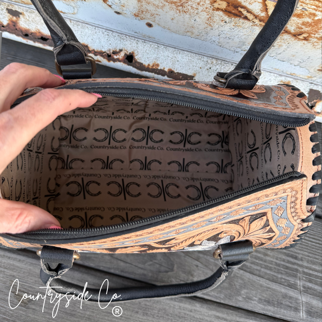 Countryside Co. - Milan Tooled Leather Decorated Speedy Bag