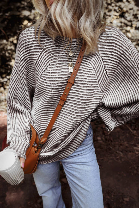 Contrast Ribbed Baggy Sweater