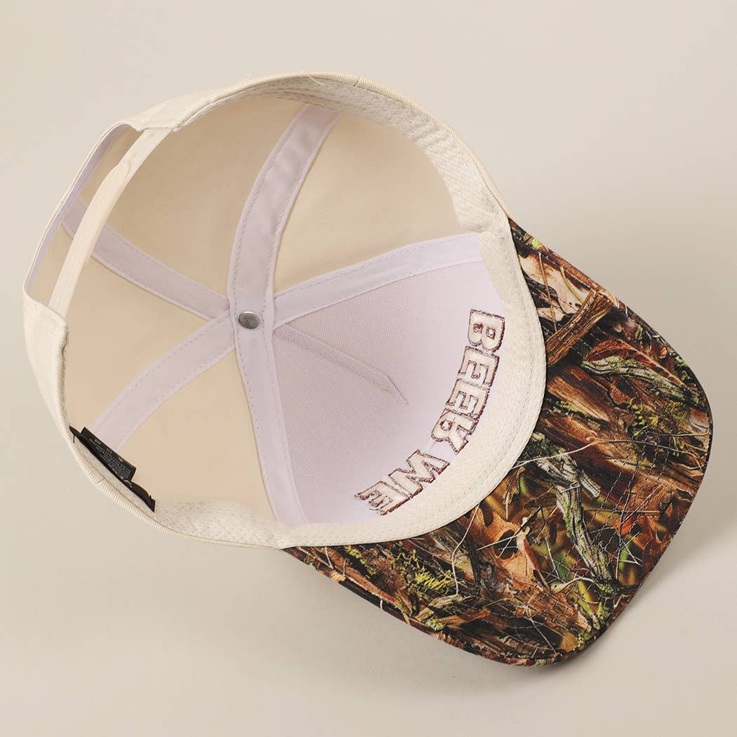 BEER ME Embroidery Camo Trucker Hat: CAMO / ONE SIZE
