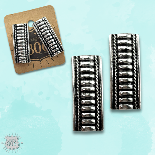 Pink Panache Brands - Western style silver tone post earring: Silver