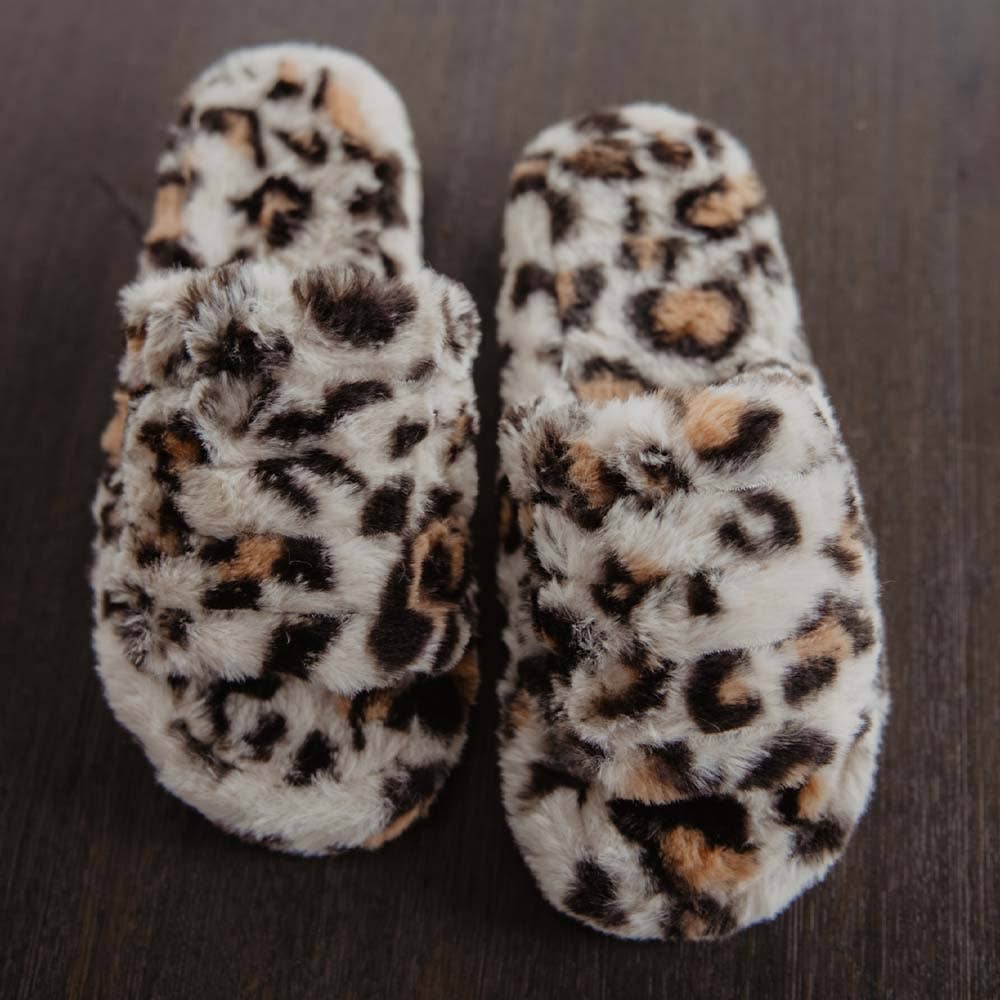 Cream Leopard Faux Fur Slippers