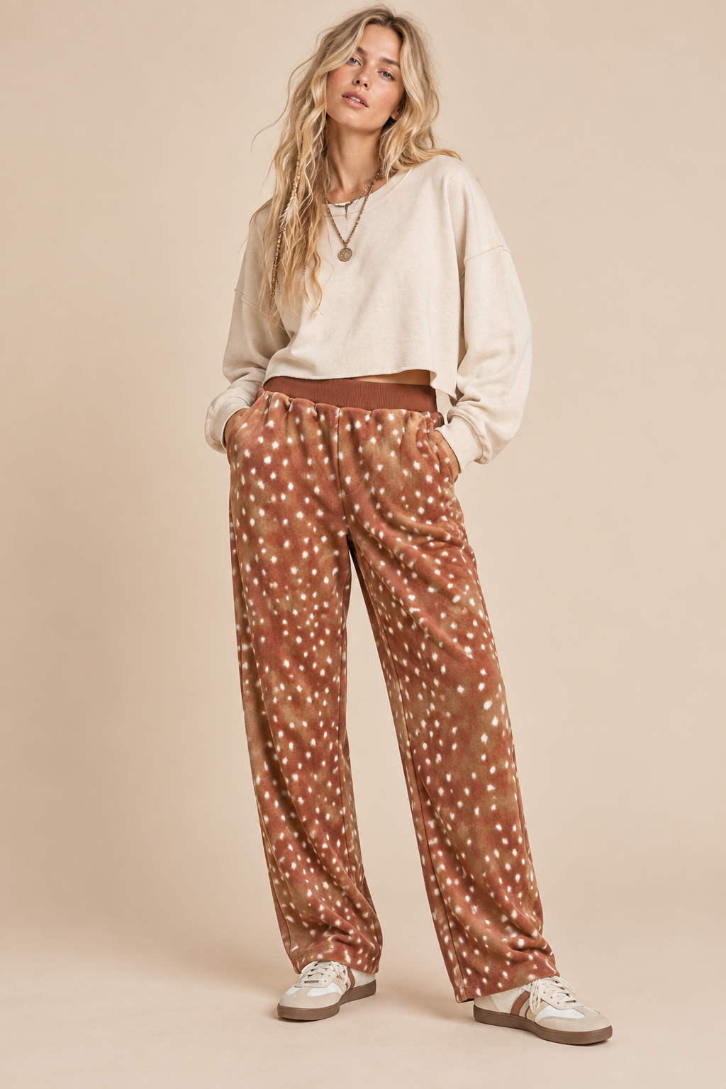 Fawn Print Plush Relaxed Pants
