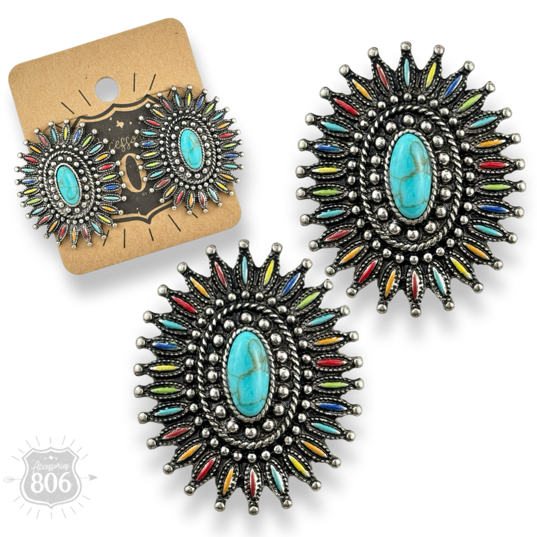 Pink Panache Brands - Southwest oval post earring: White