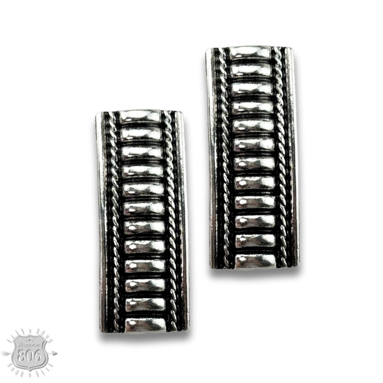 Pink Panache Brands - Western style silver tone post earring: Silver