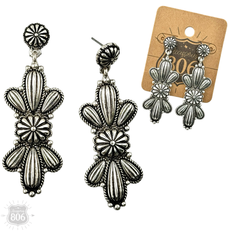Pink Panache Brands - Western silver butterfly concho earring: Silver