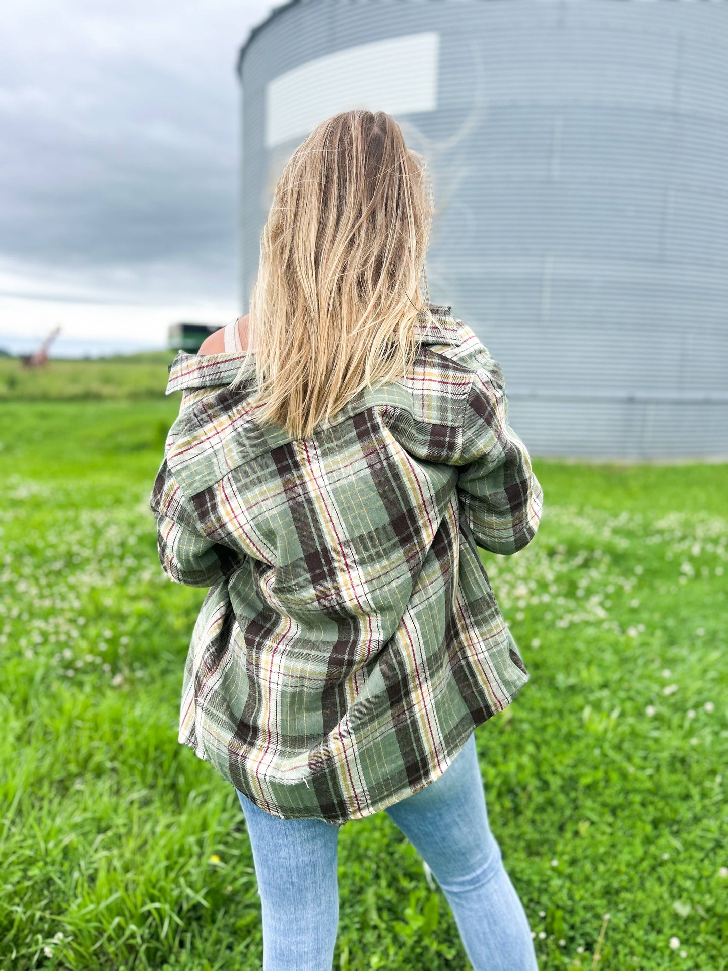 Sage Green Plaid Flannel Shacket