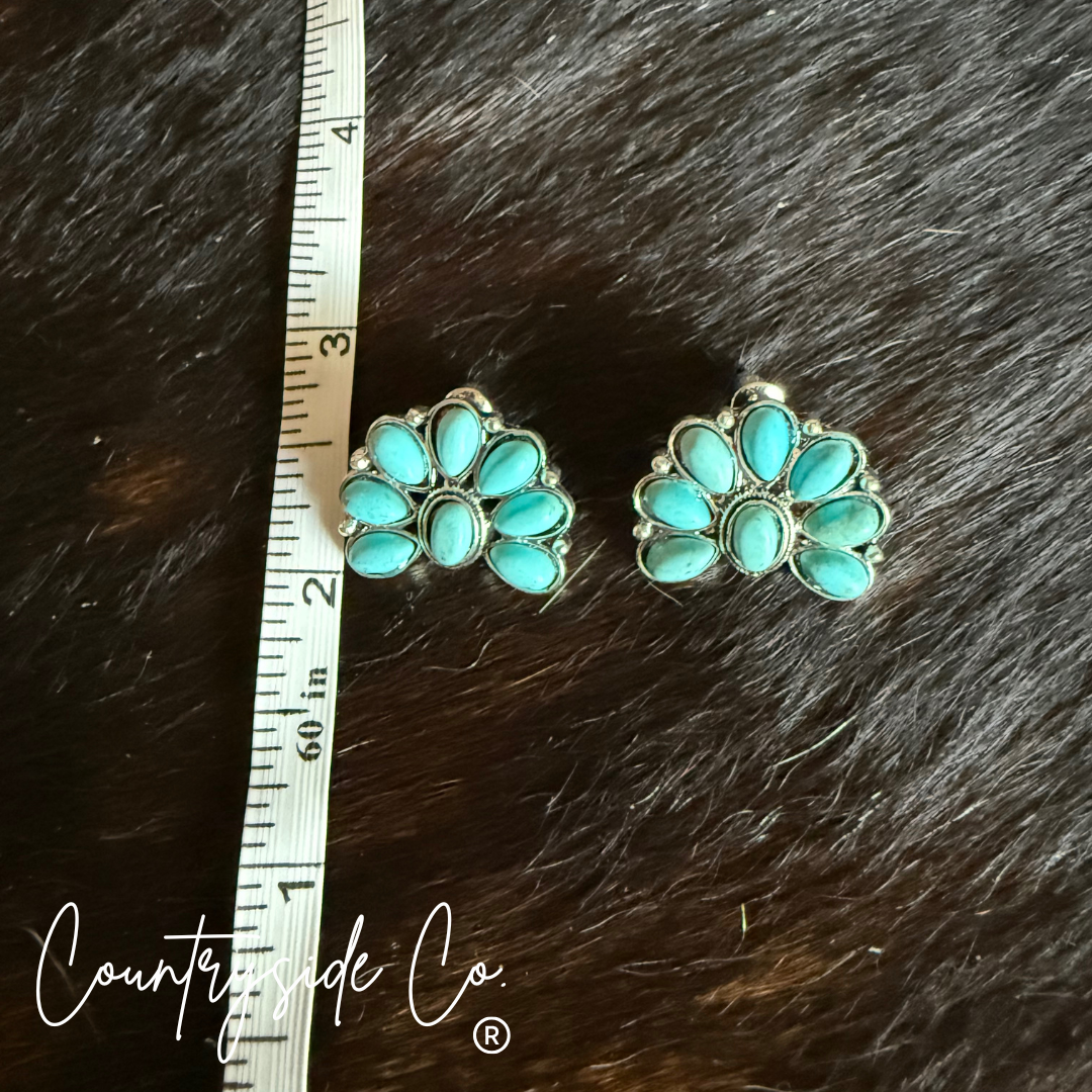 Countryside Co. - Small Turquoise Squash Blossom Earrings