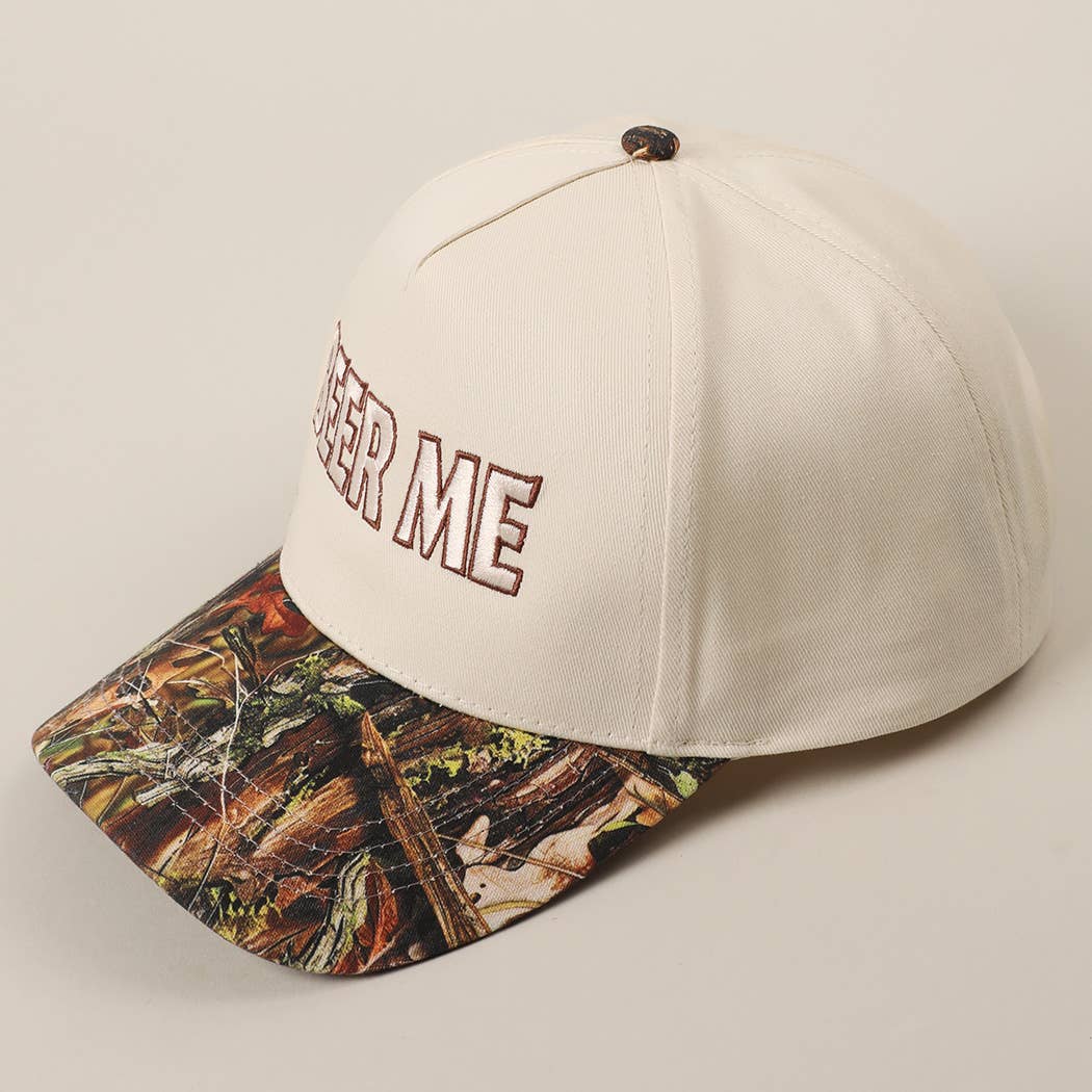 BEER ME Embroidery Camo Trucker Hat: CAMO / ONE SIZE