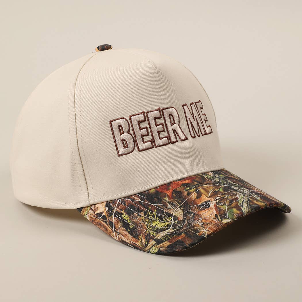 BEER ME Embroidery Camo Trucker Hat: CAMO / ONE SIZE